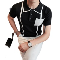 Camisa polo masculina de tricô, design moderno, alta qualidade, manga comprida, com bolso, verão 2022