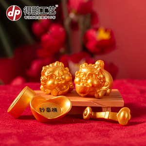 เครื่องประดับเรซิ่นรูปปี่เซียะชุบทองขนาดเล็ก สำหรับตกแต่งบ้าน รถยนต์ โต๊ะทำงาน เสริมฮวงจุ้ย ของสะสมสัตว์มงคล - Product Image 2