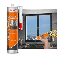 SANVO Mastic silicone acétique 300ml Haute résistance aux intempéries Adhésif à séchage rapide Non corrosif Temps de séchage à la surface de 0,2h pour