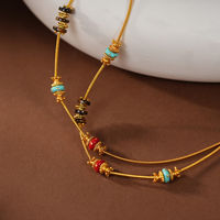 Collier TANGPEI tendance ethnique avec pendentif rond en alliage et résine motif cheval
