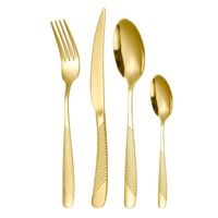 DINGYONG OEM/ODM Ensemble de couverts durables en acier inoxydable 410, 4 pièces : couteau à steak, fourchette, cuillère à dessert, cuillère à café, finition miroir