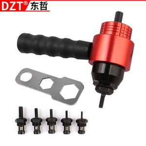 Adaptador de pistola remachadora eléctrica Dzt para taladro eléctrico, cabezal de conversión manual eléctrico con engranaje de acero de alta velocidad - Product Image 3