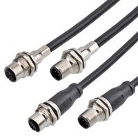 Connecteur de câble Ethernet industriel M12, adaptateur répartiteur 8 broches, boîtier rond DIN IP67 en laiton pour audio et vidéo