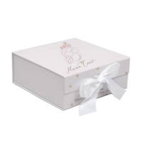 Großhandel Weiße Rosa Blumen-Geschenkbox mit Schleife und Individuellem Logo für Babyparty, Neugeborene, Mutterschaft, Magnetische Geschenkbox für Mütter