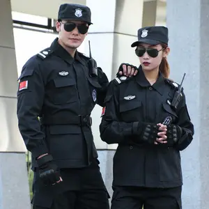 Grosir seragam penjaga pribadi hitam kain OME pakaian pabrik kantor penjaga keamanan