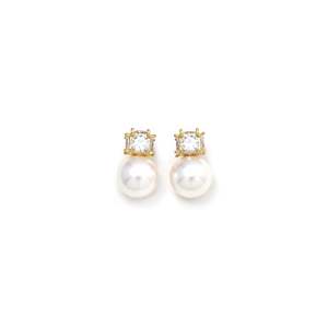 Pendientes de Moda con Perlas y Cristales, Acero Inoxidable 316L con Baño de Oro PVD - Product Image 1