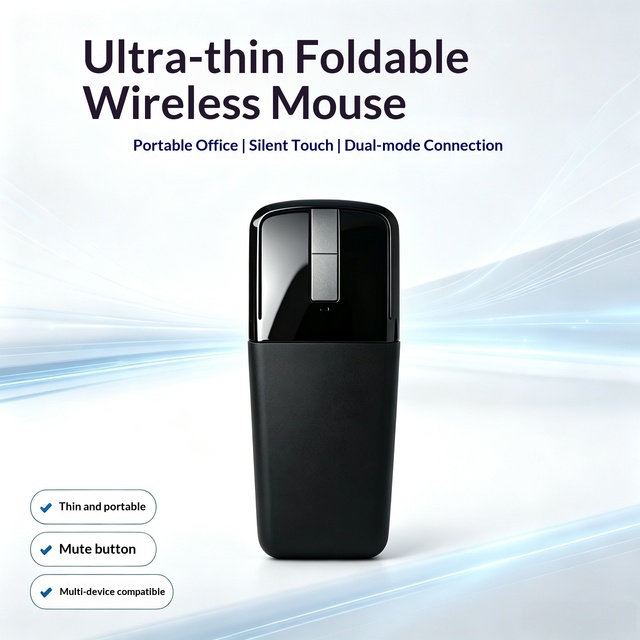 Arc Touch Foldable Ergonomic Wireless Mouse 2.4G USB Optical Portable for Laptop/Desktop/Office Use Second Generation Stock