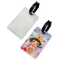 Conception personnalisée étiquette à bagage en cuir PU transfert de chaleur étiquette vierge imprimable par sublimation avec poche