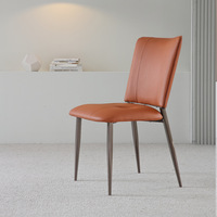Chaise de salle à manger moderne et minimaliste en cuir PU, chaise ergonomique à dossier haut avec pieds en métal effilés