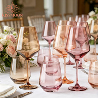 Ensemble de verres à vin pêche et rose blush, 6-16 oz, à long pied, faits à la main, résistants au congélateur, design moderne, pour mariage et fêtes