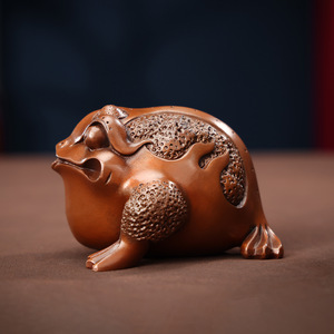 Figura de rana de bronce púrpura Copper World, bestia auspiciosa en miniatura hecha a mano para decoración del hogar, sala de estar, oficina y escritorio - Product Image 1