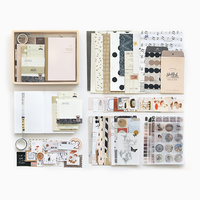 Kit de Suministros para Scrapbooking con Estética Vintage - Diario de Tapa Dura con Papel para Scrapbooking Rosa y Cuaderno A6 con Cuadrícula
