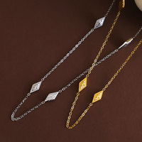 Collier ras du cou tendance en acier inoxydable 316L étanche, fait main, motif losange, plaqué or 14K/18K pour femme