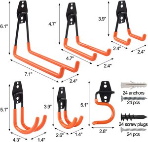 15 crochets de garage robustes à fixation murale pour outils de jardin, rangement d'outils pour échelle - Product Image 3