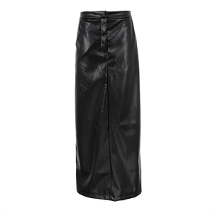 Automne hiver à la mode mode Femme Mujer sirène jupes solide <span class=keywords><strong>noir</strong></span> femmes dames Faux <span class=keywords><strong>cuir</strong></span> PU Maxi <span class=keywords><strong>longue</strong></span> <span class=keywords><strong>jupe</strong></span> avec fente - Product Image 4