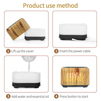 Diffuseur d'huiles essentielles ultrasonique OEM ODM 150 ml, mini diffuseur d'air USB de bureau avec effet flamme et lumière colorée pour chambre de bébé