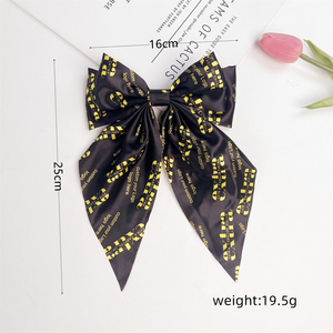 Extra Fashion Custom Your Logo Silky Satin <strong>Bow</strong> Hair <strong>Clips</strong> Long Tail <strong>Bows</strong> <strong>Clip</strong> for Girls Women Large Hair <strong>Bows</strong> Hairpin - Product Image 3