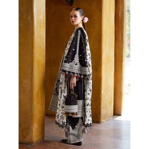 Traje de Lujo para Mujer, Bordado, de 3 Piezas, Sin Coser/Confeccionado, Color Negro, Diseño Famoso - Product Image 2