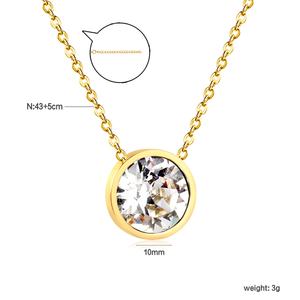 Collier Pendentif Rond Simple en Zircon Plaqué Or 18K en Acier Inoxydable, Bijou Multicolore en Pierres Précieuses, Vente en Gros Tendance - Product Image 5