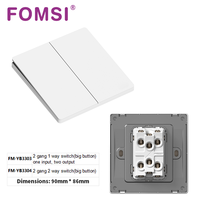 Interrupteurs muraux électriques FOMSI, norme britannique, noir, blanc, or, gris, finition Skin-touch, sans bordure, 2 gangues, 1 voie, interrupteur d'éclairage