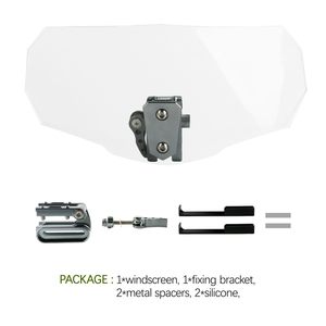 Pare-brise de moto transparent en plastique PC, surface incurvée, kit de montage en alliage d'aluminium CNC pour la modernisation et l'amélioration, placement avant - Product Image 3