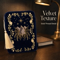 Housse de protection pour livre en velours brodée sur mesure, pochette pour journaux et carnets, housse pour liseuse électronique