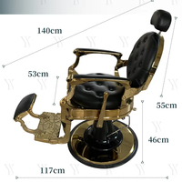 Fauteuil de barbier inclinable en acier inoxydable robuste avec pompe hydraulique, fauteuil de coiffure en similicuir avec base chromée dorée