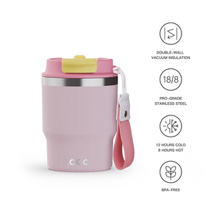 Gobelet isotherme sous vide en acier inoxydable 304 de 12 oz avec poignée et paille pour les voyages, garde les boissons chaudes/froides - Product Image 4