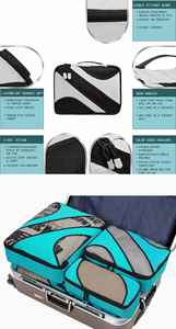 Ensemble de 6 pochettes de voyage promotionnelles en gros sac cube d'emballage de vêtements en polyester durable dans un sac avec Oxford et fermeture à glissière - Product Image 6