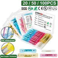 Kit de connecteurs de fils thermorétractables étanches et rétractables, lot de 20/100 pièces