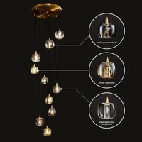 Lustre long de luxe Zeal Lighting, rotatif, en cristal K9, pour escalier, luminaire suspendu