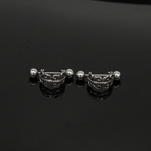 yunnique Fashionable Stainless Steel <b>Cuff</b> Earrings Geometric <b>Feather</b> Design Unisex Jewelry - Product Image 4