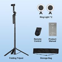Trépied à selfie pliable professionnel robuste avec lumière pour vlogging, streaming en direct, TikTok