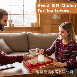 Wooden Drawer Storage <b>Box</b> <b>Tea</b> Bag Organizer Rectangular Foldable With Lid Natural Wood Color Standing Type - Product Image 3