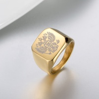 Vente en gros d'accessoires rétro de guerrier en acier inoxydable Société en acier inoxydable Bague aigle à deux têtes Bague en acier au titane pour hommes