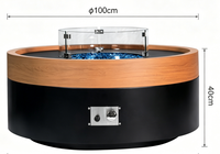 Table brasero à gaz moderne pour extérieur, construction en acier, verre bleu résistant à la chaleur, 6 kg, 4 mm, avec couvercles coupe-vent, autoportante légère
