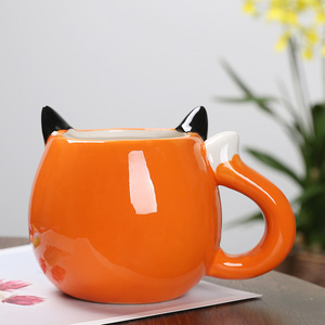 Custom Logo Cartoon Design Cute <strong>fox</strong> Shapes Ceramic Mug Household Animal Personal Ceramic <strong>Cup</strong> - Product Image 3