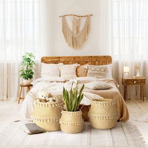 Jardinières grand extérieur métal support mural panier <span class=keywords><strong>bambou</strong></span> 2 saule tissé décor ensemble 10 pont planteur bébé changeant Moïse couleur africaine - Product Image 5