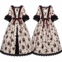Robe de poupée BJD victorienne personnalisée, style rococo, tenue de poupée à imprimé floral, vêtements de poupée vintage en dentelle, costume long BJD