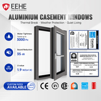 Fenêtres à battants insonorisées haut de gamme EEHE en alliage d'aluminium avec profil 6063-T5 pour villa de luxe