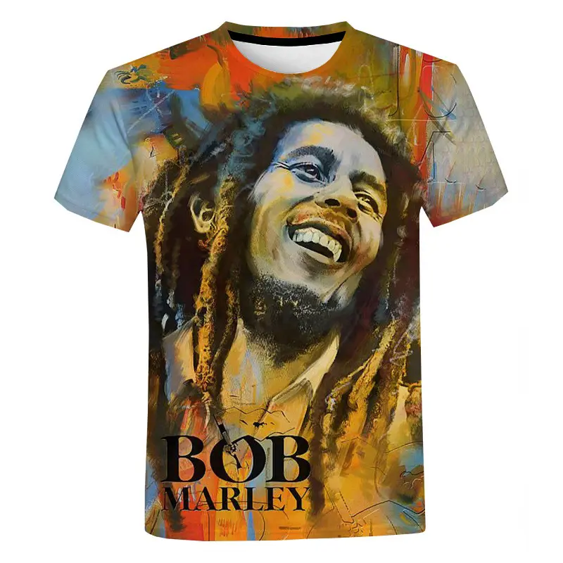 Hip Hop Shirt Bob Marley 3d Printed T-shirts For Men Digital Printing Tshirt All Over Print Graphic Tees Custom Logo Clothing