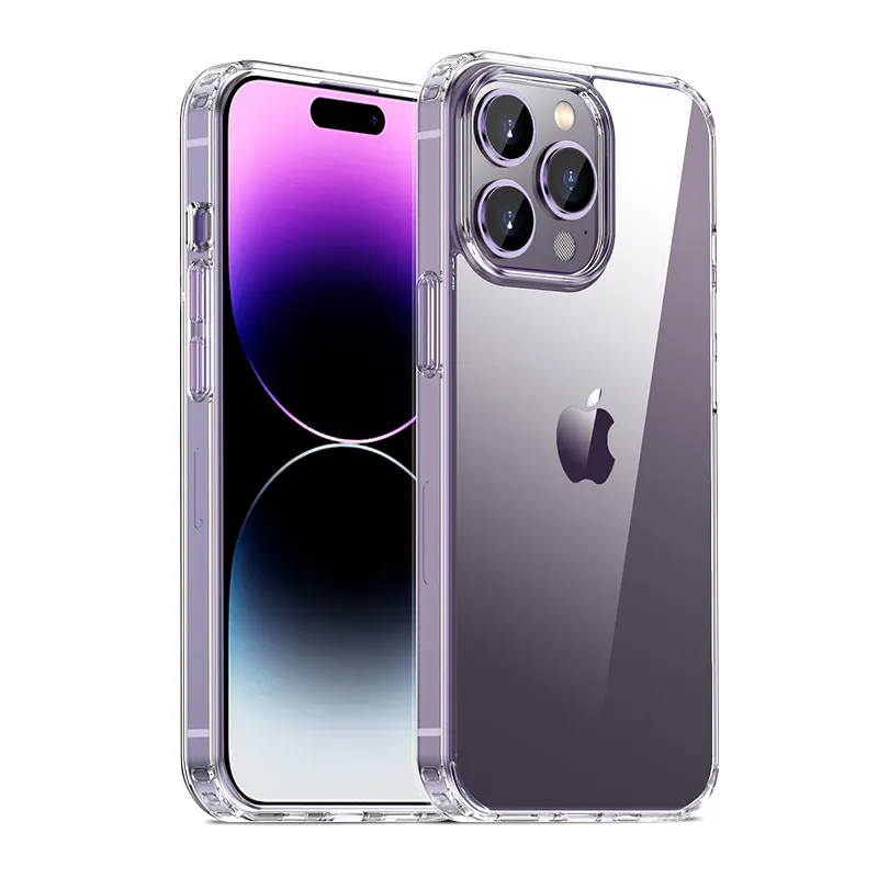 Coque de luxe personnalisée transparente anti-cristal jaune transparente pour iPhone 15 Pro Max, coque arrière transparente pour téléphone