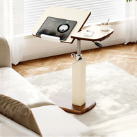 Table console mobile moderne à hauteur réglable, plateau en bois, structure métallique, bureau roulant pour ordinateur portable, meuble de salon, chambre à coucher, bureau d'étude