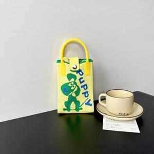 Fait à la main mignon tricoté sac à bandoulière pour femme nouveau dessin animé téléphone portable sac à main polyester doublure florale pour été automne utilisation - Product Image 3