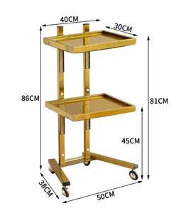 2 Tier Metal Rolling Cart Stainless Steel Salon Tray with Wheels <b>Foldable</b> Utility Carts Folding Salon Tray <b>Trolley</b> - Product Image 3
