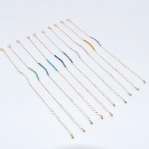 Braccialetto in pietra preziosa minuscola con perline in <span class=keywords><strong>oro</strong></span> <span class=keywords><strong>sottile</strong></span> delicato di colore personalizzato per regalo donna - Product Image 4