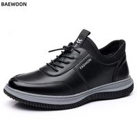 BAEWOON B33 – chaussures décontractées pour hommes, en cuir PU respirant, chaussures de travail à lacets, baskets respirantes, chaussures de course, chaussures de sport pour hommes