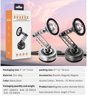 Support Téléphone Voiture Magnétique OEM ODM en Alliage de Zinc à Bras Extensible 3 Volets, Rotation à 360°, Nano Gel à Ventouse pour Tableau de Bord - Meilleure Vente Mondiale