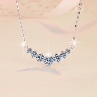 Collier Pendentif FanKe 925 en Argent Sterling Tendance Sourire Sept Princesses, Chaîne de Liens Femme Moissanite Haut de Gamme Style Ins
