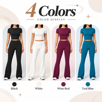 Pantalon de fitness GM en gros, taille haute, effet push-up, coupe ajustée, jambe évasée, extensible, jambe large, pour entraînement et yoga